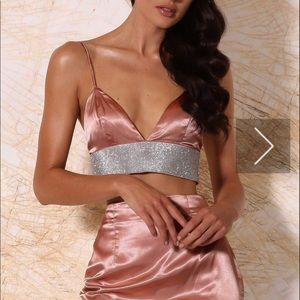 MESHKI Ilona Diamonte Bralette Rose Gold